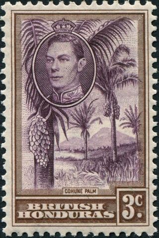 British Honduras 1938 - 47 (kgvi) 3c Purple And Brown Sg152 Cv £2.  00 Mh photo