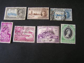 Nigeria,  Scott 34+71/72 (2) +73+75+77+79,  Total 7,  1935 To 1953 Issues photo