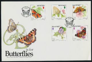 Isle Of Man 567 - 71 Fdc Butterflies,  Flowers photo