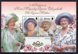 Jersey 2000 Queen Mum 100th Birthday Miniature Sheet U/mint photo