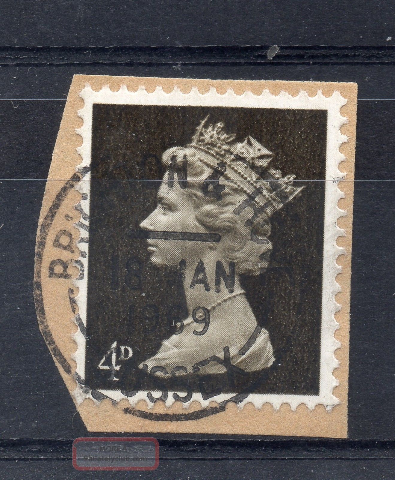 Gb = Postmark - Qe2,  `brighton & Hove / Sussex` Machine Cancel.  1969.  4d Machin. Elizabeth II photo