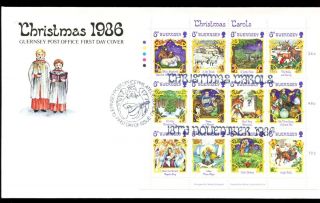 Guernsey 1986 Christmas Sheetlet Fdc C8513 photo
