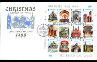 Guernsey 1988 Christmas Sheetlet Fdc C8526 photo