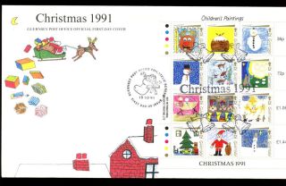 Guernsey 1991 Christmas Sheetlet Fdc C8517 photo