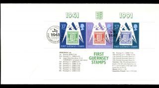 Guernsey 1991 Stamp 50th Anniv,  Green Booklet Pane Fdc C8521 photo