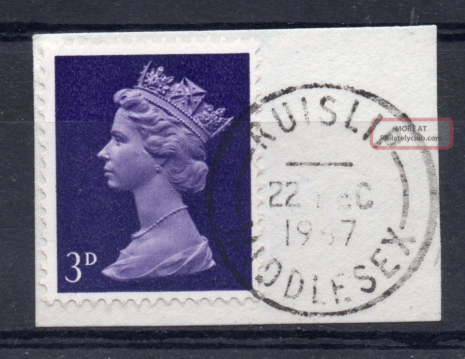 Gb = Postmark - Qe2,  `ruislip / Middlesex` Machine Cancel.  1967.  3d Machin. Elizabeth II photo