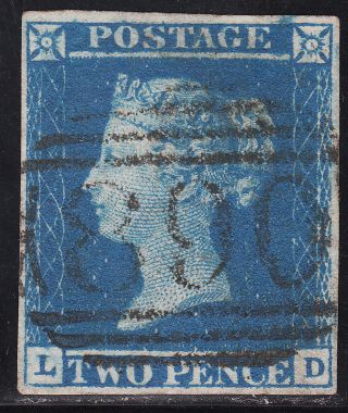 1849 2d Violet Blue Sg14 Spec Es17 Plate 4 (ld) (early Stage) Fine 4 Margin photo