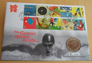 2010 Countdown To London 2012 Olympics £5 Coin Cover Royal Pnc 11288 photo