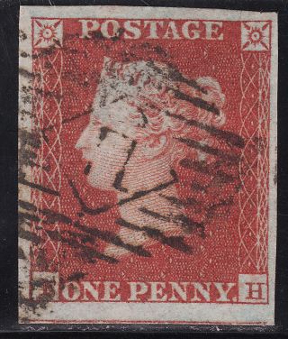 1851 Penny Red Sg8 Specbs32 Plate 109 (eh) Fine 4 Good Margins photo