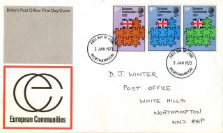 3 January 1973 Eec Elections Post Office First Day Cover Northampton Fdi photo