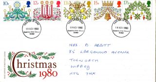 19 November 1980 Christmas Post Office First Day Cover Kingston Upon Thames Fdi photo