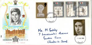 1 July 1969 Prince Of Wales Investiture Philart First Day Cover Durham Fdi photo