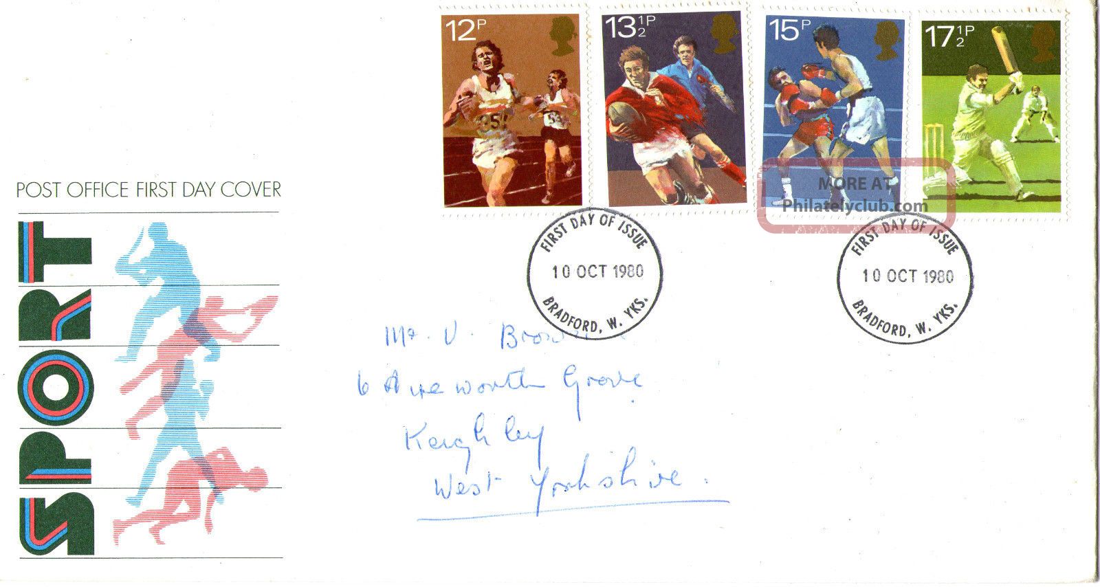10 October 1980 Sport Centenaries Post Office First Day Cover Bradford Fdi Topical Stamps photo