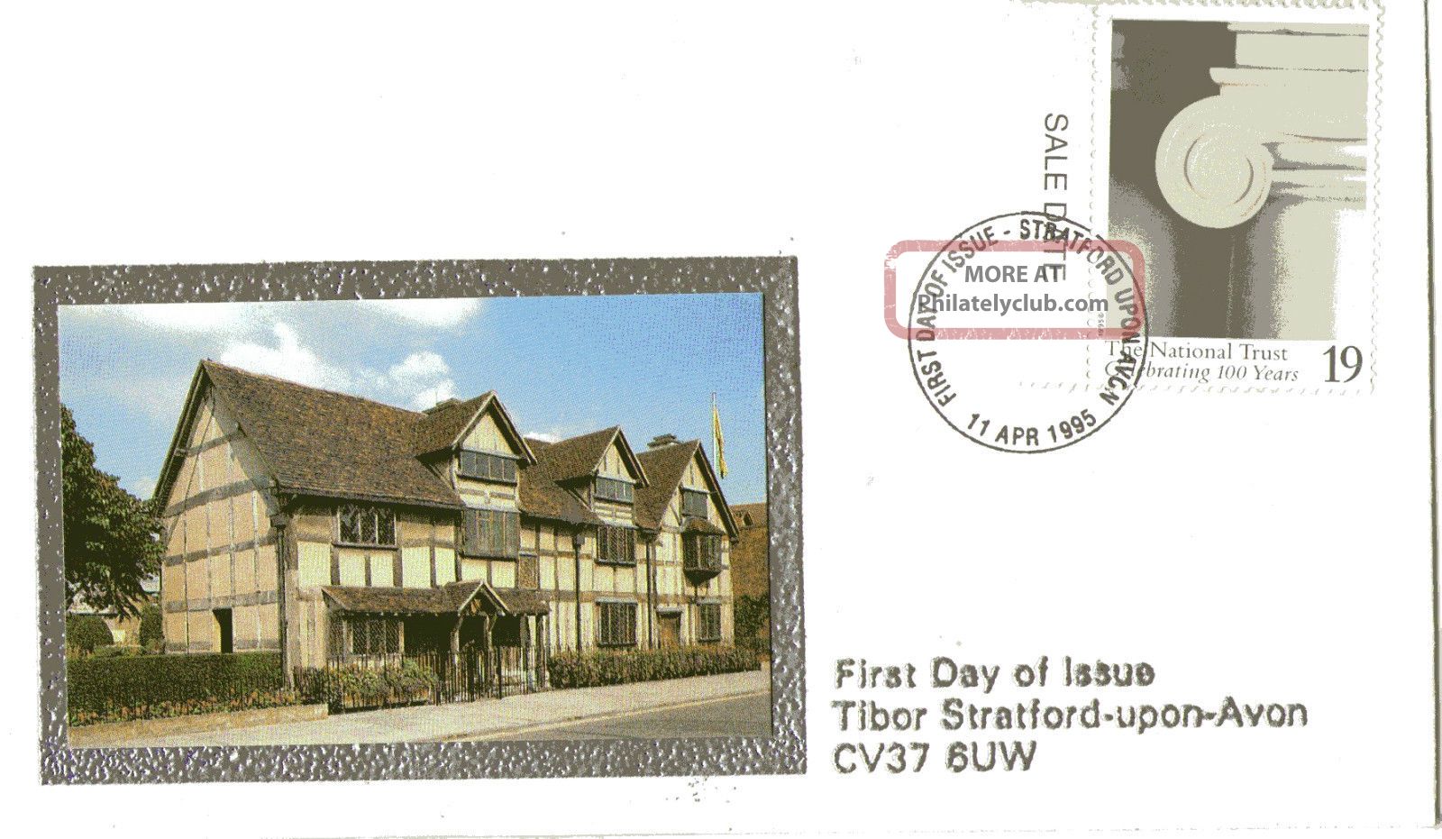 11 April 1995 National Trust Cover Stratford Upon Avon Fdi Topical Stamps photo