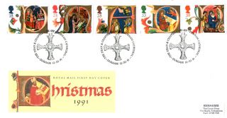 12 November 1991 Christmas Royal Mail First Day Cover Durham Cathedral Shs photo