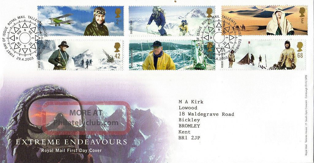 29 April 2003 Extreme Endeavours Royal Mail First Day Cover Bureau Shs Topical Stamps photo