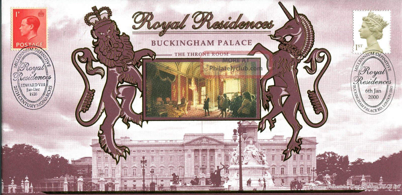 6 January 2000 Benham Royal Residences Buckingham Palace Commemorative Cover Topical Stamps photo