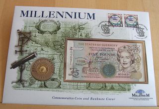 Millennium £5 Commemorative Coin And £5 Banknote Cover: Guernsey photo