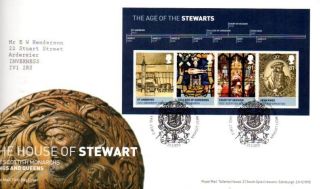 House Of Stewart Mini Sheet Fdc 23 - 3 - 10 Linlithgow West Lothian Shs - F10 photo