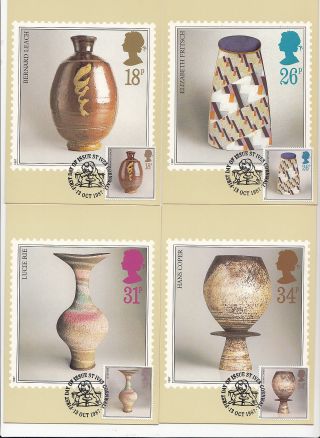 (32424) Gb Phq Fdi Studio Pottery Maxicard / Postcard - St Ives 13 Oct 1987 photo