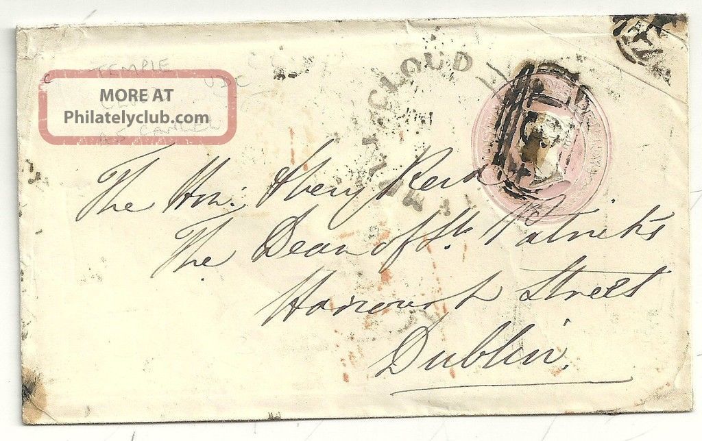 1846 Udc Temple Cloud & =134= Bristol Numeral Cancelling 1d Pink To Dublin Eire Covers photo