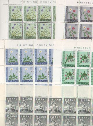 Iceland.  1958 - 68.  Pony And Flower.  10 And 50aur And 1. photo