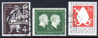 Germany.  Bdr.  1954.  Different Issues. .  (3).  Mi: 197/99.  L1654 - 6 photo