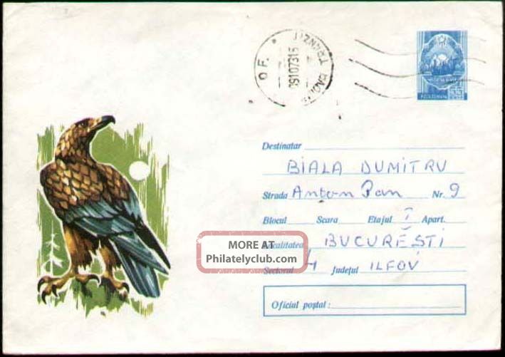 Rapacious Birds Stationery.  Cover Circ.  1973,  Romania Europe photo