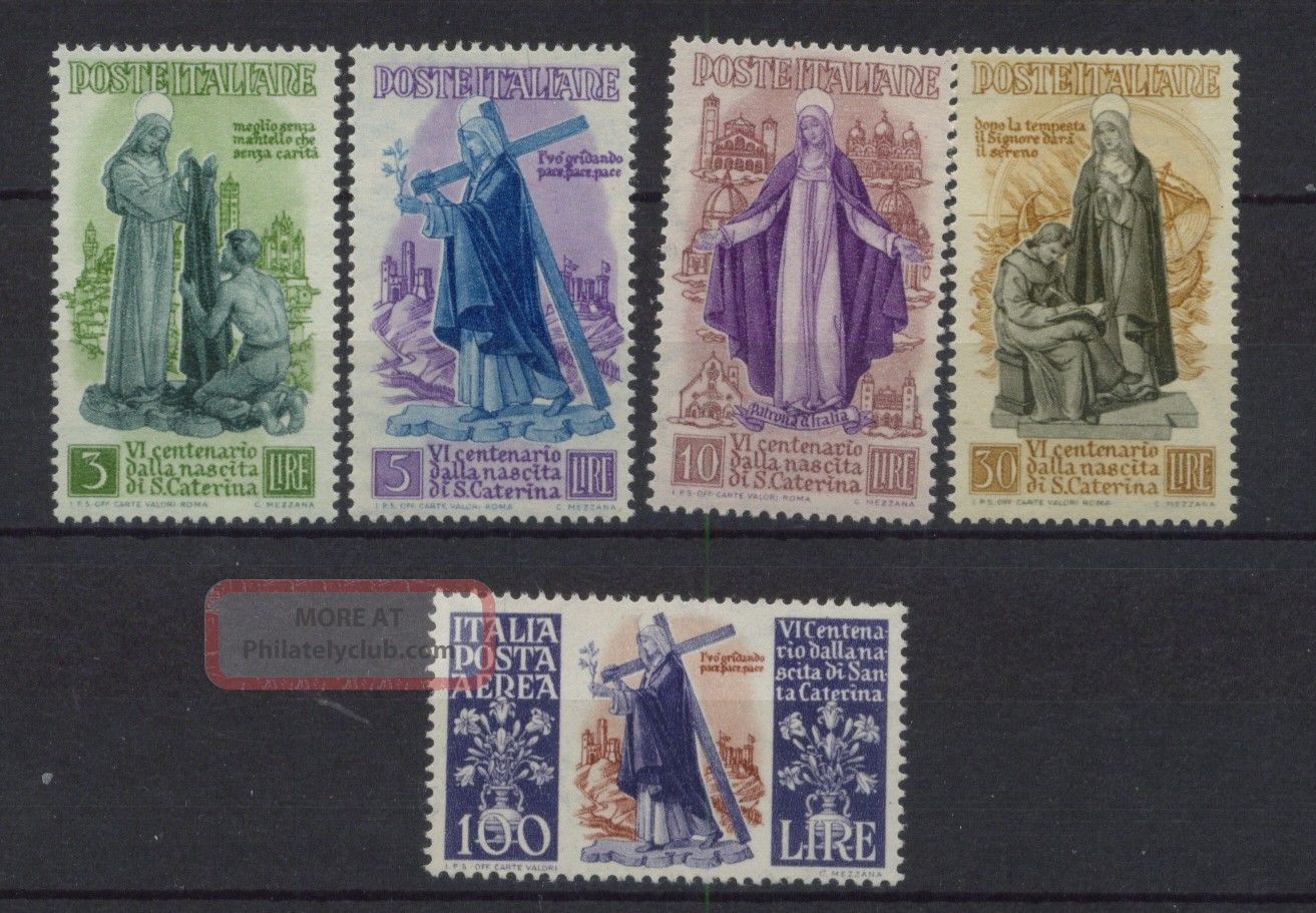 Italy 1948 Sg 698 - 702 3l - 100l St.  Catherine Of Siena A2357 Europe photo