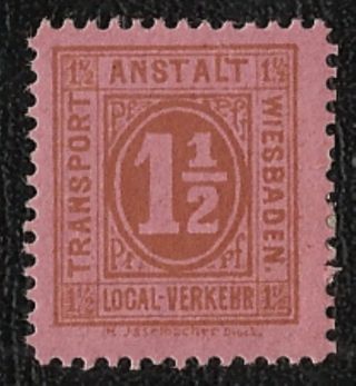 + 1886 Weisbaden Hesse German States 1.  5pf Local Private Stadtpost Mh Bob photo