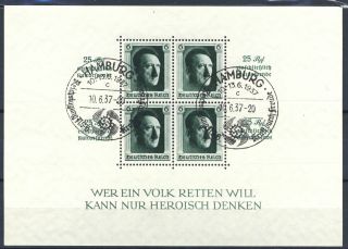 1937 Germany Reich Vf First Day Cancel,  Block 9 photo
