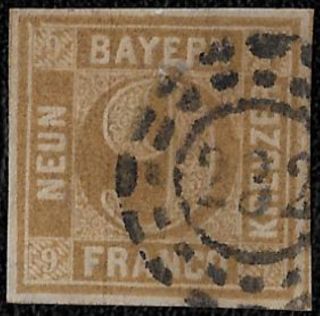 + 1862 Bavaria Germany 12 A2 9kr Imperf.  Margins Mill Wheel - 232 - Kaiserslautern photo
