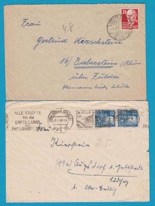 Germany 2 Cover 1948halle,  1951 Siersleben Ddr photo