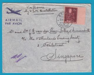 Switzerland Airmail Cover 1948 Via Rome By Klm To Singapore photo