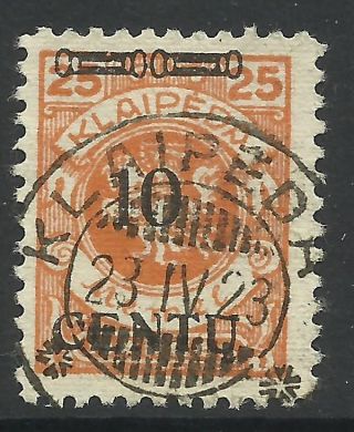 Memel - Klaipeda.  1923.  10 Centu Surcharge.  
