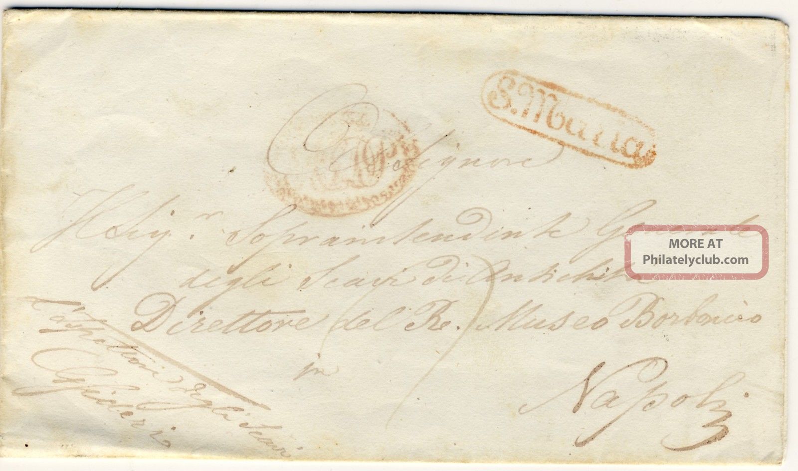 1848 Italy Stampless Cover Sent To Naples Napoli Europe photo