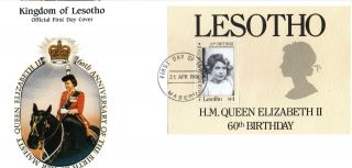 Lesotho 1986 Hm The Queen 60th Birthday M4 Miniature Sheet First Day Cover Shs photo