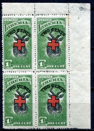 Liberia - 1918 Red Cross - Stamp Overprinted  Block Of Four photo