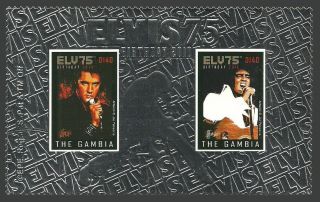 Gambia 2010 Pop Rock Music Elvis 75th Birthday Silver Foil Stamp photo
