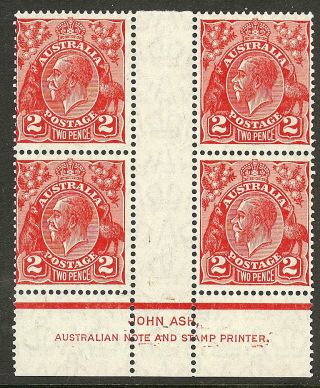 Australia 1930 Kgv 2d Red Die3 Sm 