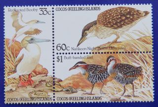 1985 Birds Cocos (keeling) Islands Muh Se - Tenant Block Of 3 Scott 134a Sg132a photo