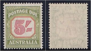 Australia 1953 Qeii Postage Due 5s Carmine & Green.  Sg D131. photo