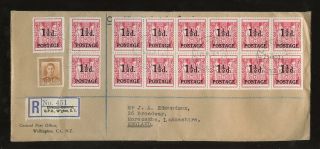 Zealand 1950 Postal Fiscal Surcharges Block Of 12 Gpo Special Ettiquette photo