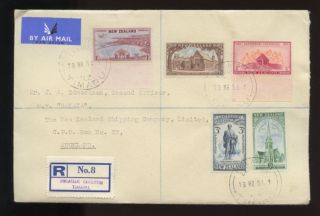 Zealand 1951 Timaru Philatelic Exhibition Cancel Vfu + Regist.  Etiquette No.  8 photo