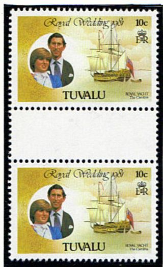 Tuvalu 1981 Royal Wedding 10c Gutter Pair Ex Booklet photo