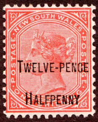 Sg 284c (sc94a) Qv Red 12 ½ P Overprint On 1 Shilling Mh - Vf Wtrmk Nsw,  Crown photo