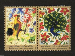 India 2003 India - France Joint Issue 2v S/t Roosters 62694 photo