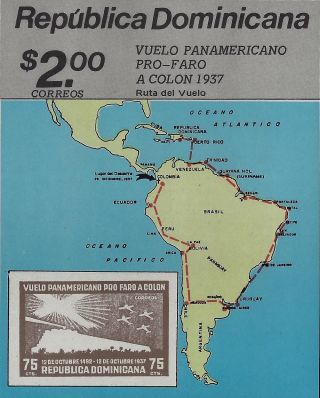 Dominican Pan - American Goodwill Flight Sc 1019 Imperf 1987 Cv$11 photo