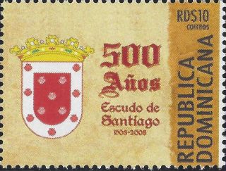 Dominican Arms Of Santiago 500th Anniv.  Sc 1457 2008 photo