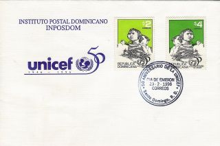 Dominican Unicef Sc 1216 - 1217 Fdc 1996 photo